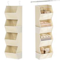 4 pakopų pakabinamas spintos organizatorius, atsparus lūžinėjimui, saugojimo dėžė, studentų bendrabučio spintos organizavimas 117.5*32*18CM-Khaki - 4 Layer