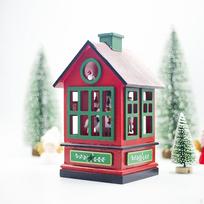 Christmas Music Box Decoration Farmhouse Holiday Decor House Shaped Tabletop for raudona