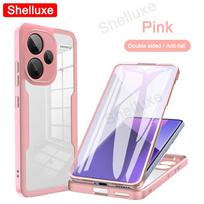 Redmi Note13 Pro+ 360 viso korpuso skaidrus dėklas Shelluxe priekiui + nugarėlei, skirtas Xiaomi Redmi Note 13 Pro Plus, silikoninis dvipusis dangtelis Redmi Note 13 Pro 5G violetinė