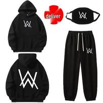 Jiahao Alan Walker DJ Hoodies Rinkinys: 3 dalių vyriškas pavasario/rudens džemperis su gobtuvu ir kaukė 3XL black