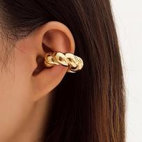 No-Piercing Retro Ear Cuff Set: High-End European & American Exaggerated Hoops for Women UV Plating + CCB black