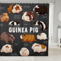 Cute Cavy Guinea Pig Shower Curtain For Bathroom Stalls And Bathtubs Cartoon Lovely Pet Bath Curtain Room Decor - Animal Theme W60H190(CM)-1 Pcs black