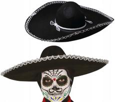 Kapelusz Meksykański Sombrero Meksykańskie Czarny Filcowy Bal Karnawał black