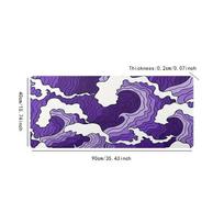 Purple and white ocean print gaming mouse pad mm nonslip rubber sewn side long keyboard gaming pad Office mat large desk 400x800x2mm blue