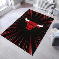 Red trendy bull head pattern carpet, street graffiti background sports carpet, youth e-sports room trendy non-slip floor mat 70x100cm( 27x39in ) red