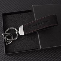 High Quality For Porsche Panamera Cayenne Taycan 911 718 Macan Carrera-GT 928 944 Luxury Women Men Suede Leather Car Keychains pdzh65 black