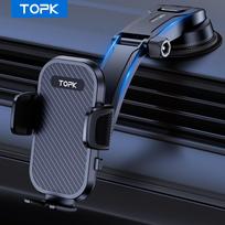 TOPK stiprios siurbimo automobilio telefono laikiklis 360 laipsnių pasukimas Automobilio prietaisų skydelis Priekinis stiklas Universalus stovas išmaniajam telefonui Dashboard Only black