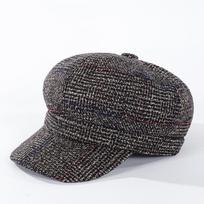 Women S Thick Plaid Wool Blend Octagonal Hat Warm Casual Ear Flap Hat One Size kava