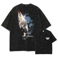 Anime V-Vinland S-Saga T Shirts Manga Vintage Washed Thorfinn T-shirt Oversized Thors Tee Men Women Harajuku Askeladd Tops Tees 3XL gray