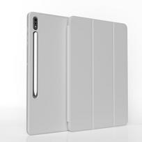 Smart Folio Case With Stylus Slot Galaxy Tab S9 S8 Plus S7 FE 12.4 Inch Tablet Stand Cover Anti-Shock Leather S9 11in gray