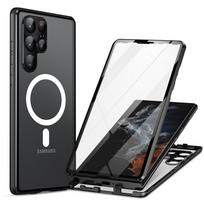 Dėklas, skirtas Samsung Galaxy S22 S23 Ultra S21 Plus Magsafe 360° Visiškai uždarytas apsauginis aliuminio lydinio stiklo magnetinis apskritimas Samsung S23plus