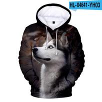 Animal Dog Hasky 3D Print Oversized Moterų / Vyrų megztinis Megztinis Streetwear Hip Hop Megztinis Striukė su gobtuvu Vyriška laisvalaikio sportinė apranga 4XL black