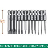 11-12PCS 1/4  Hex Bits Driver Tamper Proof Security Drill Magnetic Bit Set Torx Screwdriver Flat Head F1FC High Quality 50/100mm Y4966YY-