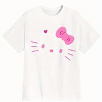 Miniso Sanrio Pink Lines Hello Kitty Printed Short Sleeve 2025 Summer New Womens Tshirt Trendy Loose Casual Versatile Top 4XL pink