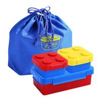 Creative Funny Building Block Splicing Bento Box for Kids - Microwave Safe Plastic Food Storage Container for School Lunch mėlyna