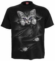 SPIRAL DIRECT BRIGHT EYES T Shirt/Funny/Ca<wbr/>t/Kitten/Cute/<wbr/>Funny/Unisex/T<wbr/>op/Tee Unisex T-Shirt L gray