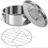 Stainless Steel Flan Pan with Lid 1.5QT Flan Mold with Handle 7.5×7.5×3 Inch Flan Maker with Steam Rack and Cake Spatula Rustproof Flanera Mold white