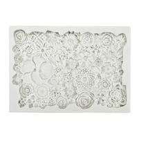 Flowers Mousse Silicone Mold Fondant Cake Border Mould Chocolate Mould Cake Decor Tools Kitchen Baking Accessories 1 white