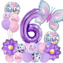 Purple Butterfly Flower Balloon Set for Girl's First Birthday Party Decor pink
