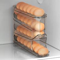 Transparent Slide Egg Storage Box 4-layer Ladder Egg Box Storage Refrigerator Side Door Large Capacity Automatic Egg Roller beige