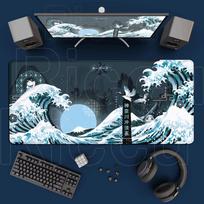 HD Printing New Mousepad Japanese The Great Waves of Kanagawa Art Mouse Pad XXL Playmat Office Computer Non-Slip Large Mouse Mat 30cmx60cm(11.8x23.6inch) blue
