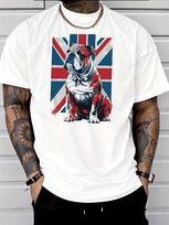 Mens Crew Neck British Flag Bulldog Graphic Short Sleeve Cotton Tee Casual Summer Streetwear Lo XXXL black
