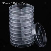 10 vnt. plastikiniai Petri lėkštelės 35/60/75/90 mm, ląstelių auginimo lėkštelės apvalios skaidrios laboratorijai, mokyklos mokslui, mėginiams laikyti 90mm 3 Grids 10pcs