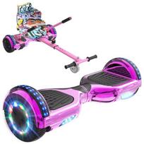 RCB Hoverboardas + Kartas 2-in-1 6,5 colio Bluetooth ir LED – Reguliuojamas kartingas – rožinis/rožinis – idealus vaikų dovanų rinkinys