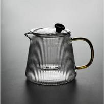 Japanese Style Stripes High Borosilicate Glass Teapot With Filter Puer Kung Fu Flower Tea Set Infuser Tea Coffee Teaware gray