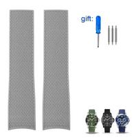 Lenktas galas Guminė laikrodžio apyrankė Longines Conquest HydroConquest L3.781 642 742 782 Sportiniams Nardymo Silikoniniams Mėlyniems Laikrodžio Dirželiams 21mm 21mm gray