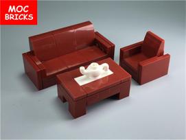 MOC plytų sofa namų baldai kėdė stalas City statybiniai kaladėlės figūrėlės DIY žaislas vaikams dovana black