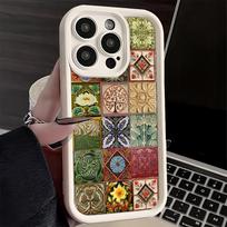 Phone Case for iPhone 17 Air 16E 15 16 Pro Max Italian Sicilian Style Floral Pattern Cover 14 Plus 13 12 Mini Soft Shell Silicon iPhone 16E brown