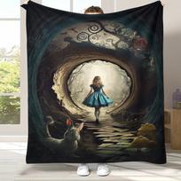 Alisa stebuklų šalyje Animacinis Česhyro katinas Flanelinis pledas, Itin minkštas šiltas pliušinis užklotas namams Miegamojo Lovos Sofos Dangalas Vaikų Dovana 75x90cm