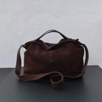 Autumn and winter matte cowhide lazy style suede tote bag commuter shoulder messenger genuine leather women's bag kava