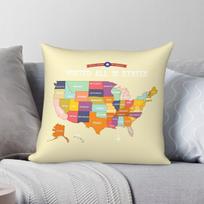 Visit All 50 States Map Usa Travel Pillowcase Polyester Linen Velvet Creative Decor Pillow Case Sofa Seater Cushion Wholesale 40X40CM beige