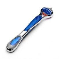 Handle for Men, 5- Shaver Handle, Blue, 1 Count, Replaceable Cartridge Holder One Size mėlyna