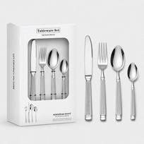 Nerūdijančio plieno stalo įrankių rinkinys, 24 vnt., modernus minimalistinis, vakarienės, restorano, namų, kepsnio, deserto serviravimui Silver 24-Piece Set Style B