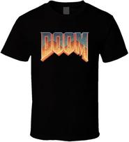 DOOM game logo T-shirt L gray