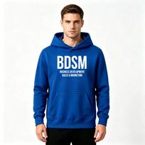 Men's Pullover Hoodie, BDSM Business Development Sales Marketing Print Casual Long Sleeve Hooded Sweatshirt L tamsiai pilka spalva