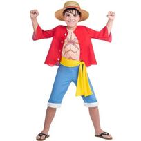 Anime berniukas Roronoa Zoro Cosplay Šiaudinė skrybėlė Raumenų Luffy Kostiumas Vaikams 120 135cm red