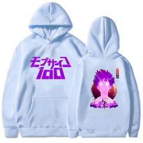 Manga Mob Psycho 100 Kageyama Shigeo Anime Hoodies Men Punk Gothic Cartoon Streetwear Autumn Long Sleeve Women Warm Sweatshirts XL gray
