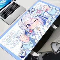 Anime Gaming Mouse Pad Hololive Amane Kanata Large Desk Mat Keyboard Pad Non-Slip Gamer Accessories Carpet for PC Desk Setup 30cmx60cm gray