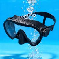 Nose Cover Swim Facepiece AntiFog Snorkel Water Secure Reinforced Glass Goggles Black