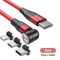 PD 60W magnetinis kabelis greito įkrovimo C tipo iki C tipo LED laidas skirtas iPhone 12 11 Xiaomi Redmi Note 10s duomenų įkroviklio laidui 3in1 -2M raudona