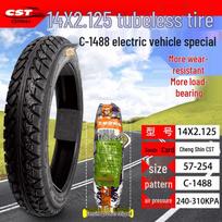 Chengxin 14-Inch Tubeless Folding Bike Tire (14x2.125/2.50/2.75/3.00-10) for Electric Vehicles Chengxin 14x2.50 C1813 Vacuum Tire with Bent Valve black