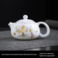 Dehua White Porcelain Xishi Teapot - Ceramic Kung Fu Tea Set with Mutton Fat White Porcelain, Single Teapot for Simple Tea Brewing white