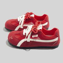 Korean version of color matching German training shoes 2026 flat-bottomed sports and leisure Forrest Gump board shoes 40 red