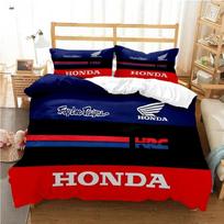 Hrc-Honda Motociklo Logotipas Antklodės Užvalkalas Su Užpildu Lovos Patalynės Komplektai Minkštas Antklodės Užvalkalas Ir Pagalvės Užvalkalai Paaugliams Viengulis Dvigulis Karalienės Karališkas AU Single(140*210cm)3pcs