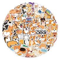 110 Cartoon Corgi Dog Stickers - Perfect for Notebooks, Skateboards, Luggage, and Journals. beige