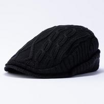 Big Size Autumn Winter Warm Plush Knitted Berets Big Head Retro Versatile Newsboy Caps Women Men Ear Protection Visor Flat Cap 56-62CM black